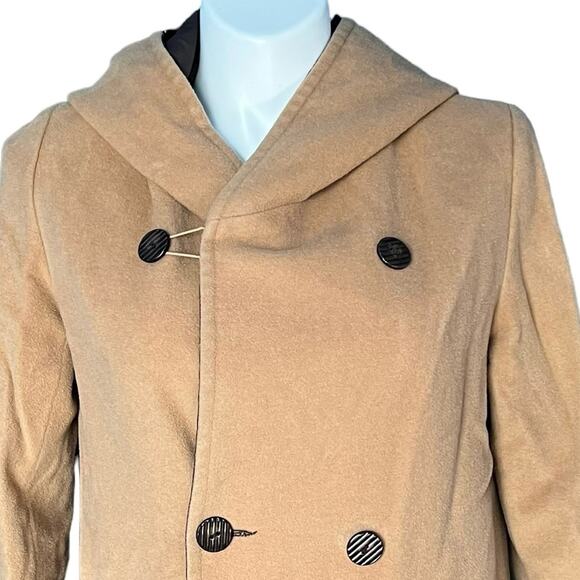 J Jill reversible wool blend coat hood tan brown size medium - Picture 3 of 14